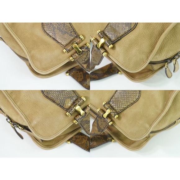 Gucci Python Leather Handbag Beige - Picture 6 of 9